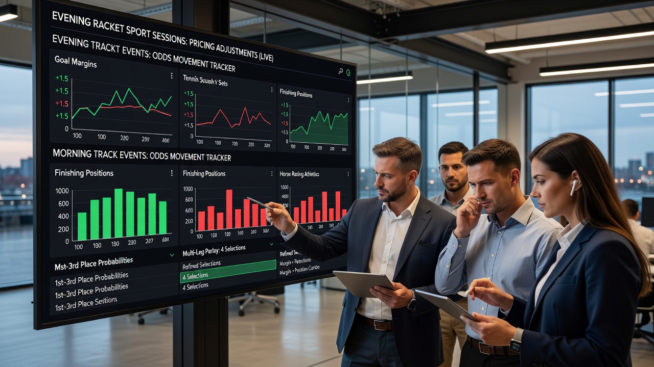 British bettors reviewing odds aggregator dashboards showing tennis evening sessions and morning track events pricing changes