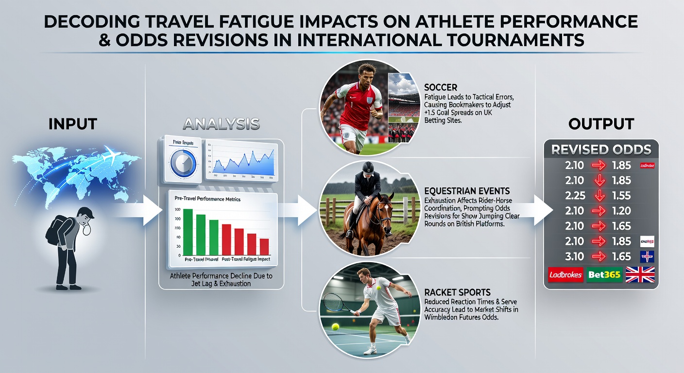 Athletes arriving at international tournament venues showing signs of travel fatigue during soccer, equestrian and racket sports events