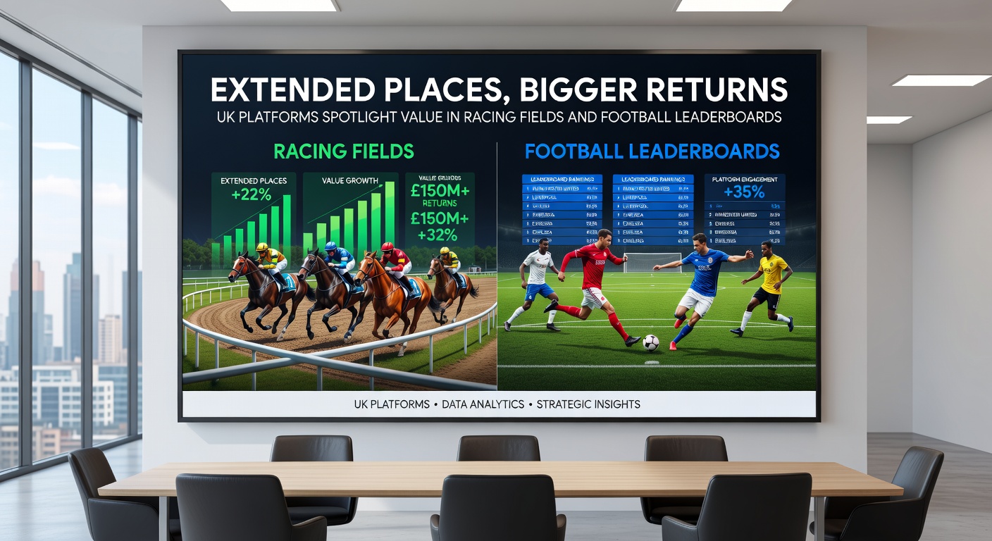 Comparison table of UK betting platforms showing extended place terms for horse racing handicaps and football top scorer leaderboards, with highlighted value spots