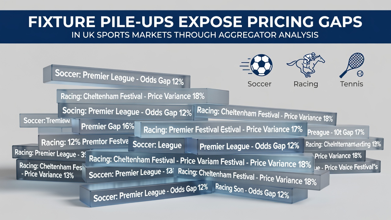 Aggregator dashboard showing odds discrepancies during overlapping soccer, racing, and tennis fixtures