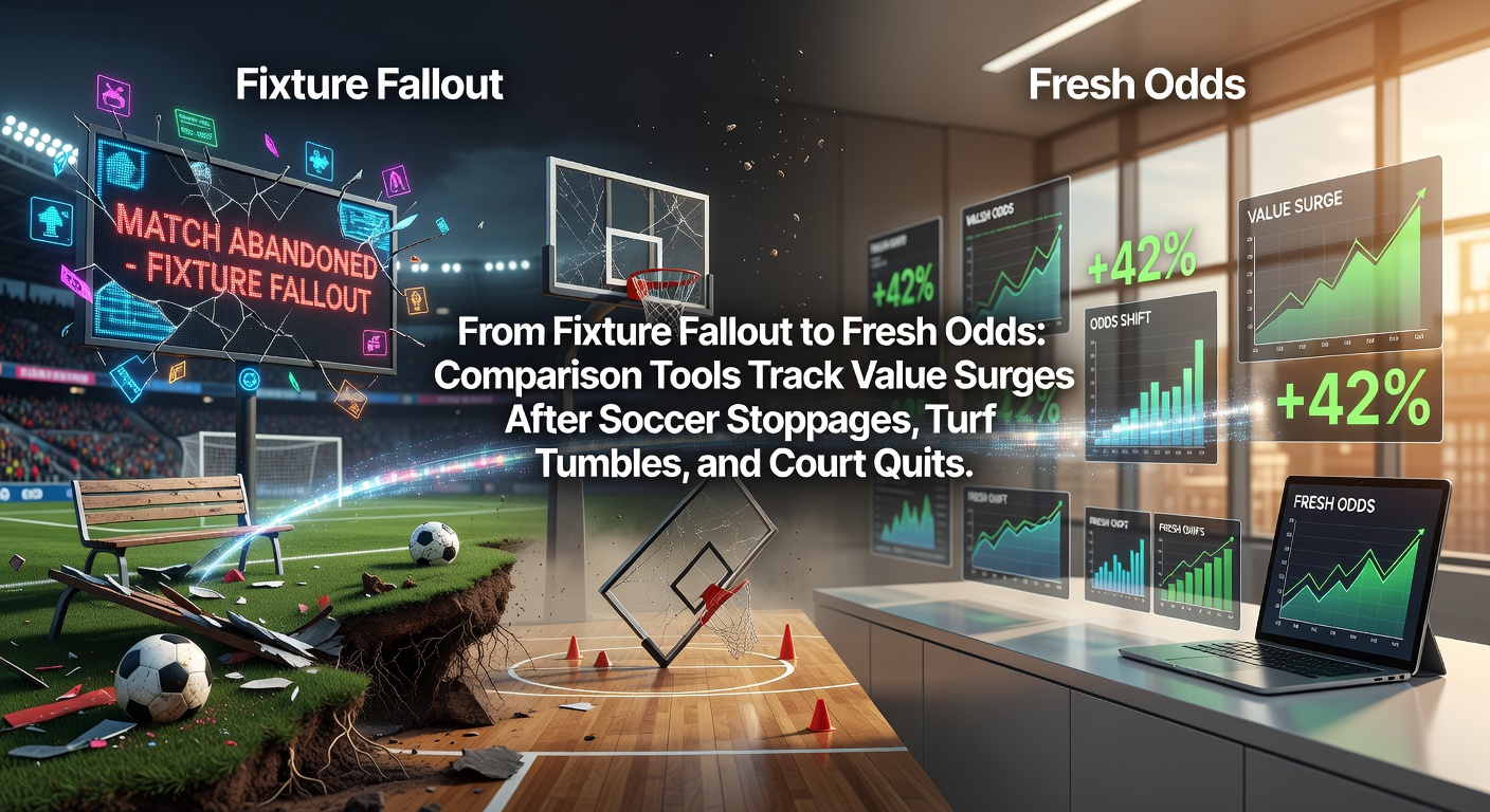 Odds comparison dashboard highlighting real-time value surges following a soccer match stoppage due to weather, with lines shifting dramatically across multiple bookmakers