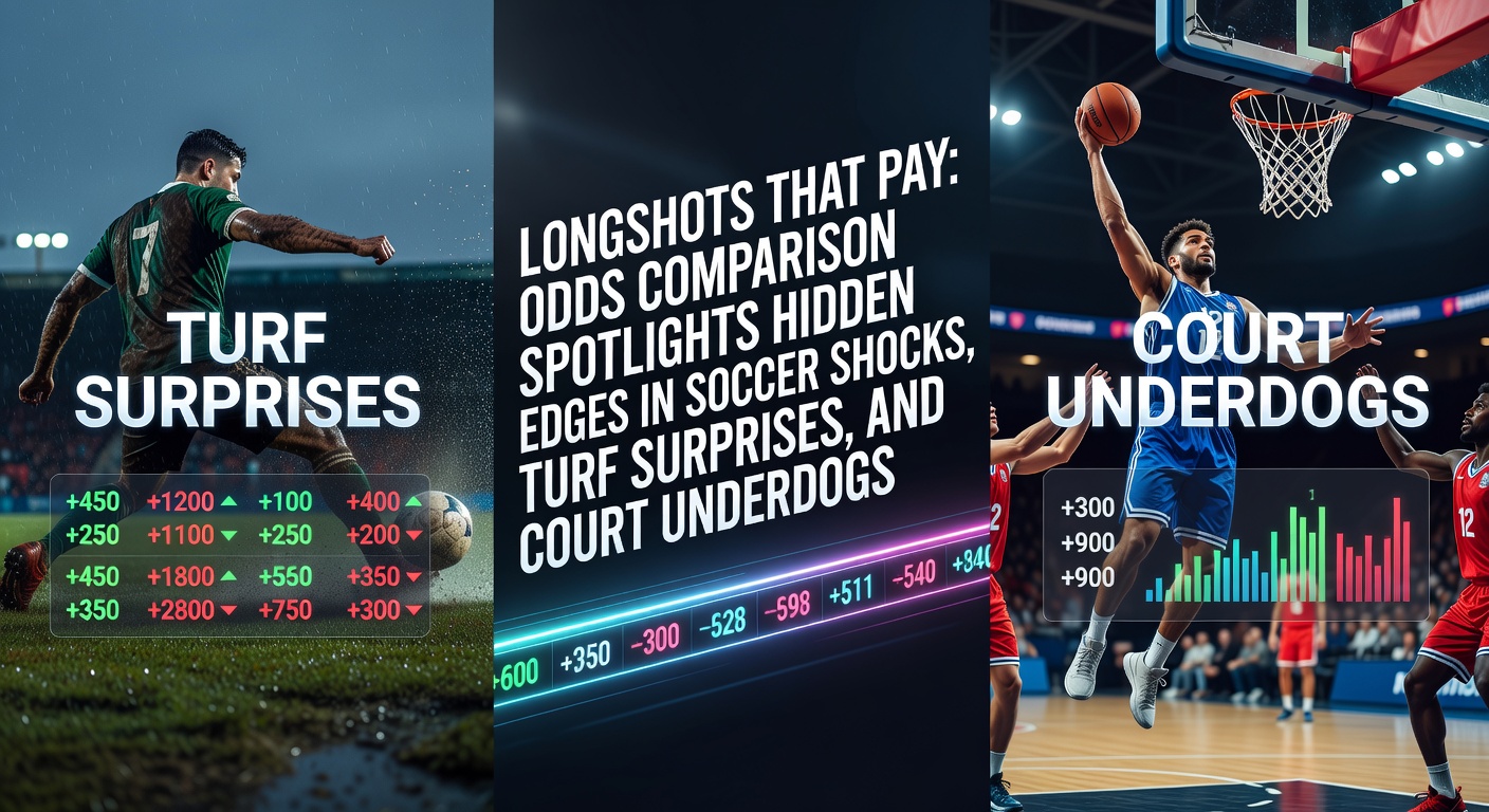 Chart illustrating odds variations across bookmakers for underdog victories in soccer matches, horse races, and basketball games, highlighting potential value bets