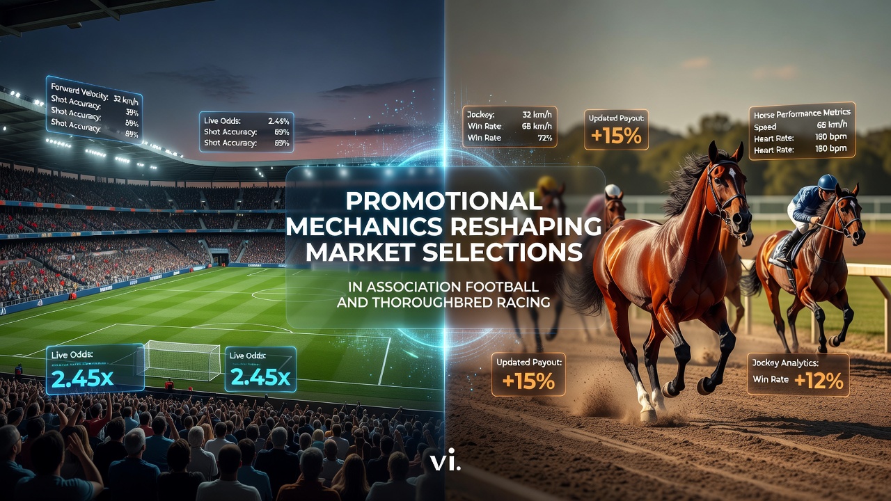 Side-by-side view of thoroughbred racing odds and football accumulator promotions on an aggregator interface
