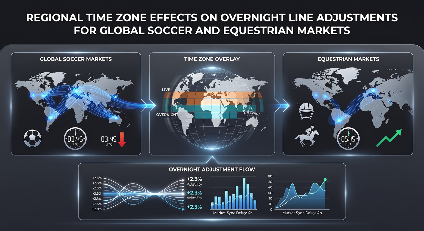 Global map highlighting soccer stadiums and equestrian tracks across multiple time zones with betting line indicators