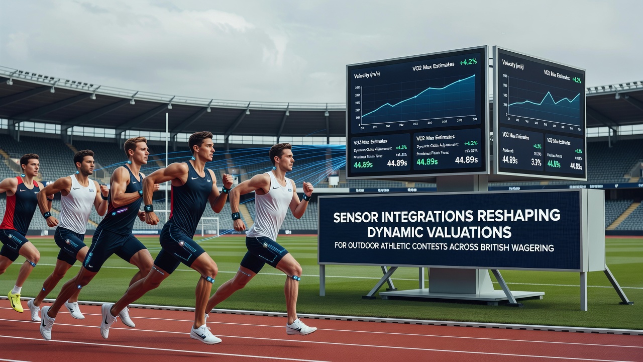 Dashboard view showing live sensor metrics overlaid on odds displays for multiple outdoor sports events