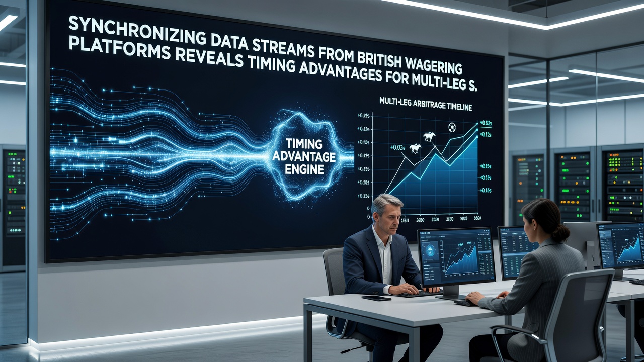 Close-up view of synchronized betting data streams showing timing advantages for football and horse racing accumulators
