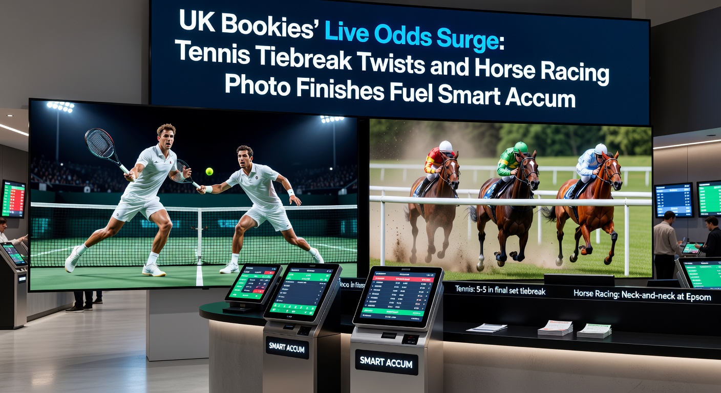 Close-up of a horse racing photo finish at a UK track, with stewards reviewing the line