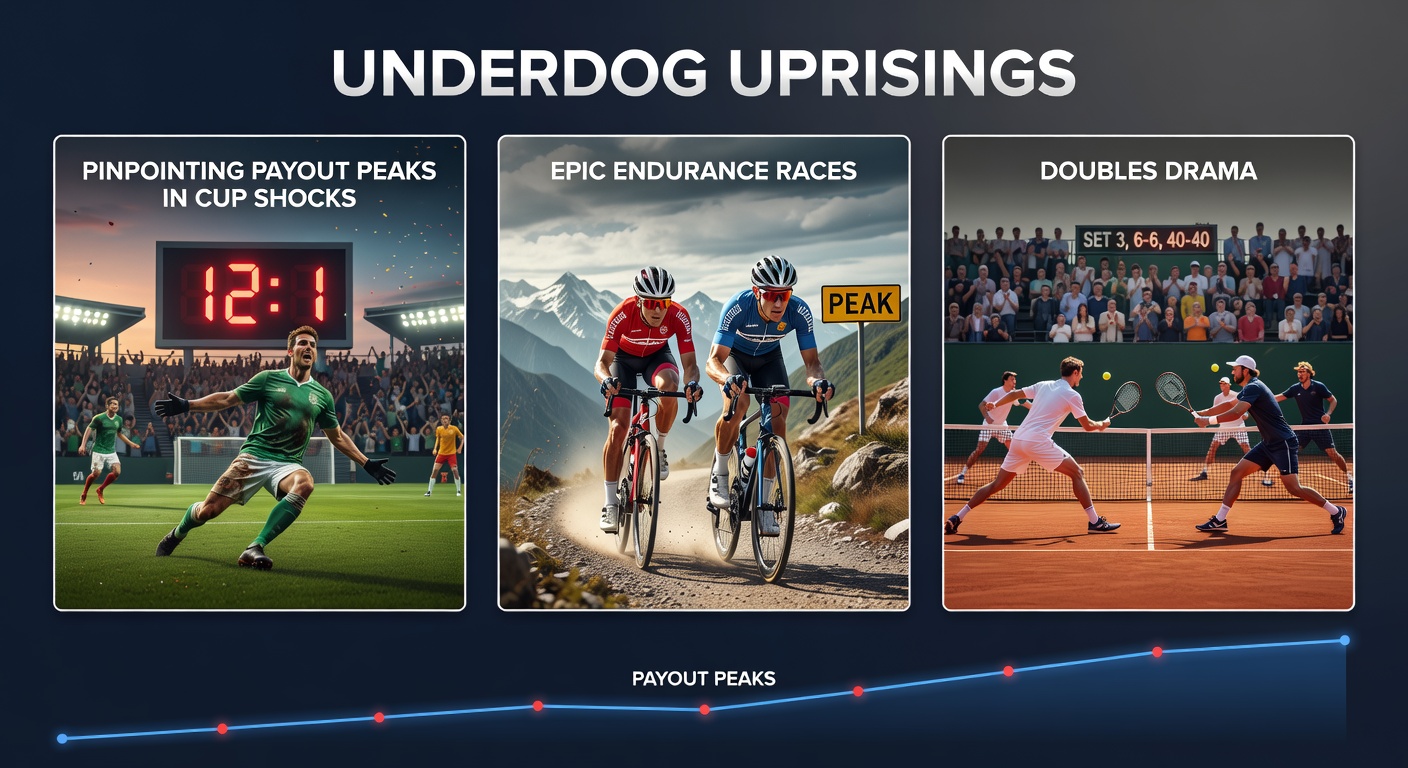 A jubilant underdog team lifts a cup trophy amid shocked fans, capturing the essence of a classic cup shock upset