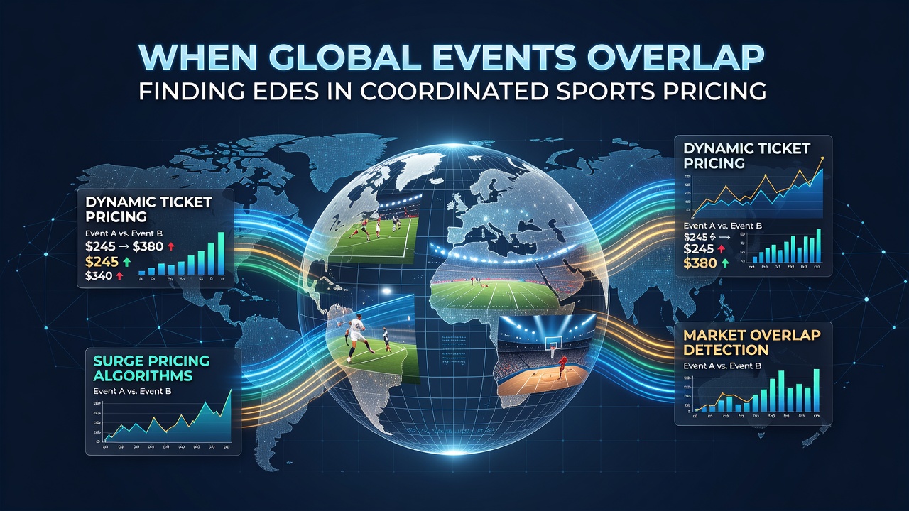 Global sports calendars showing overlapping events like tennis tournaments, football leagues, and horse racing festivals that create coordinated pricing opportunities across markets